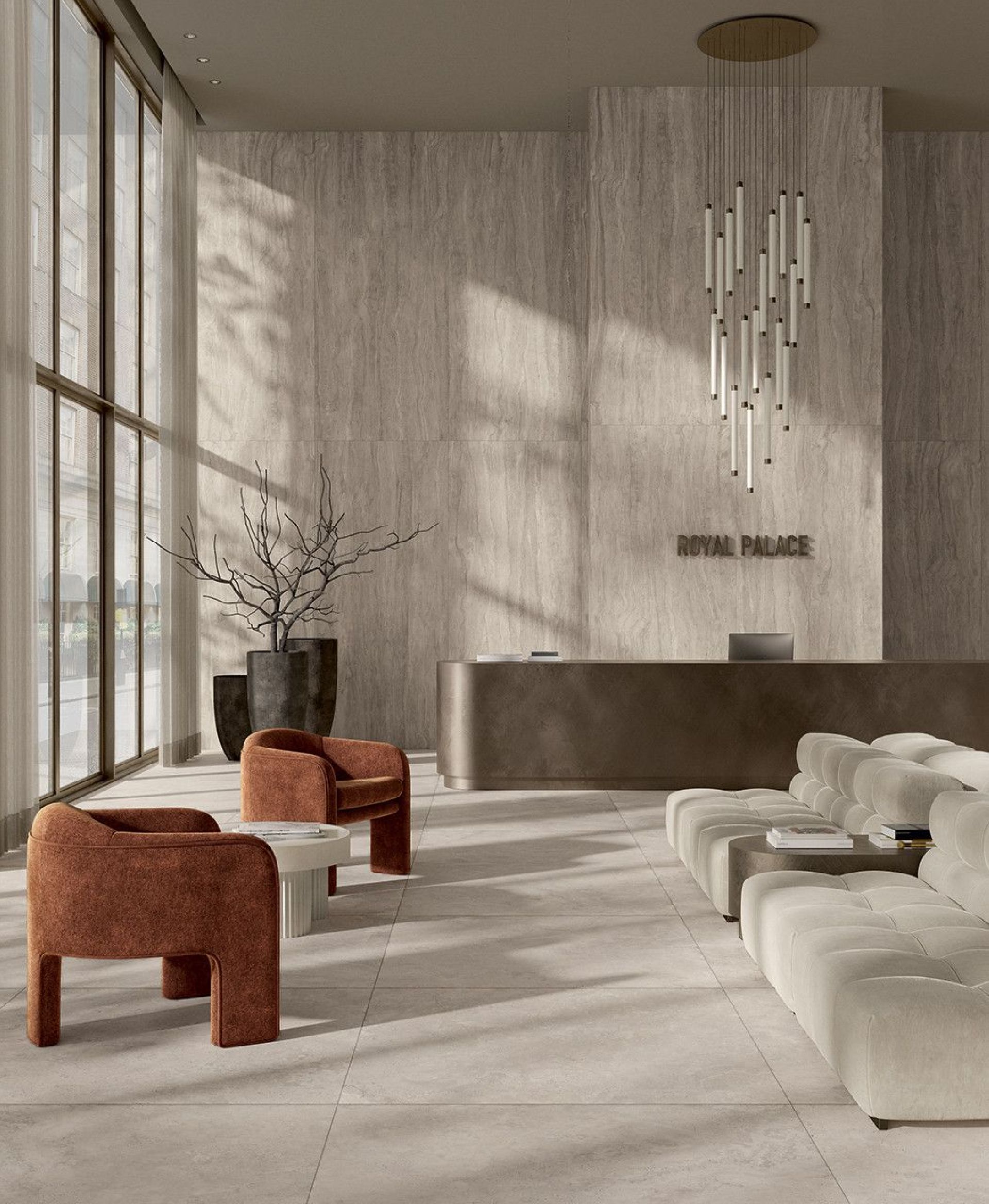 Royal Travertino Navona Cross 80x80 Nat.Gat.1