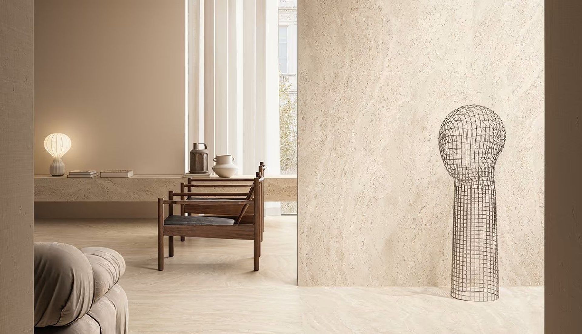 Dual Travertine Poro Chiuso Beige 120x120 Silk Gat.1