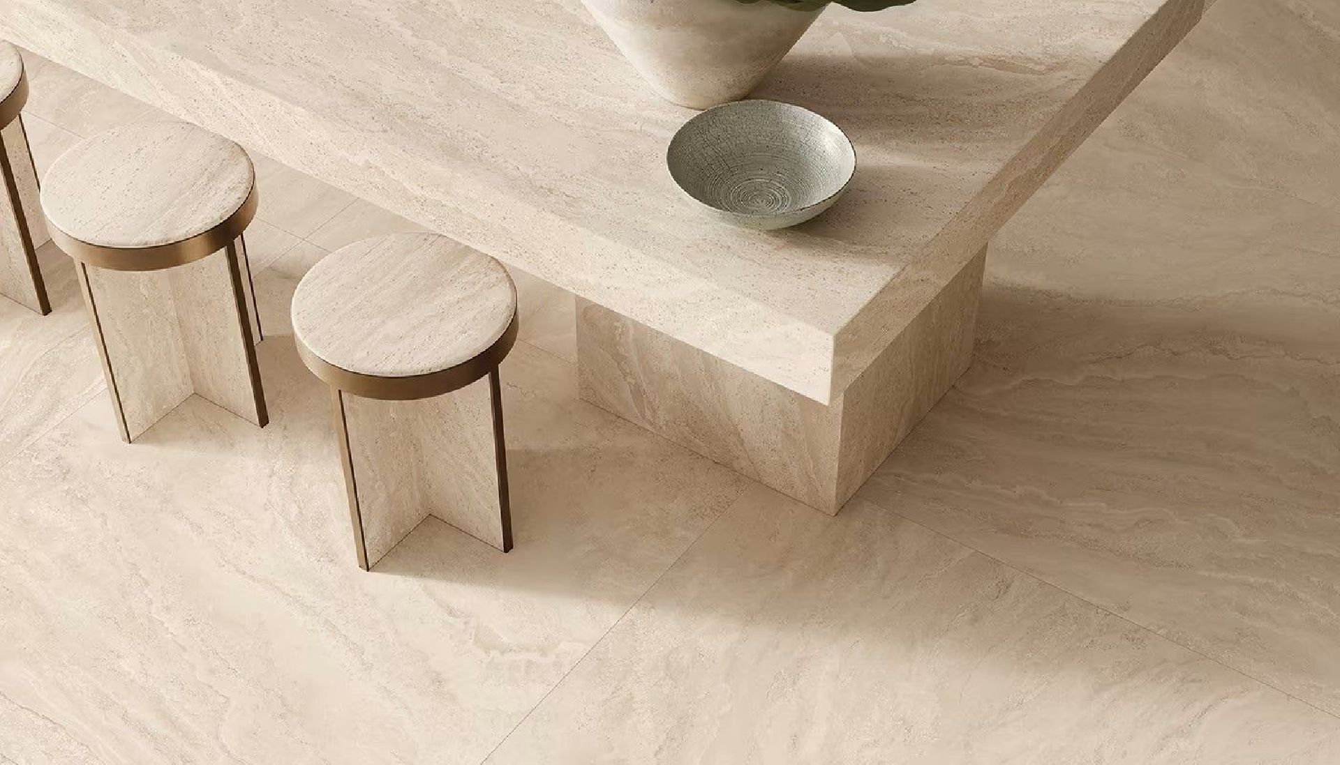 Dual Travertine Poro Chiuso Beige 120x120 Silk Gat.1