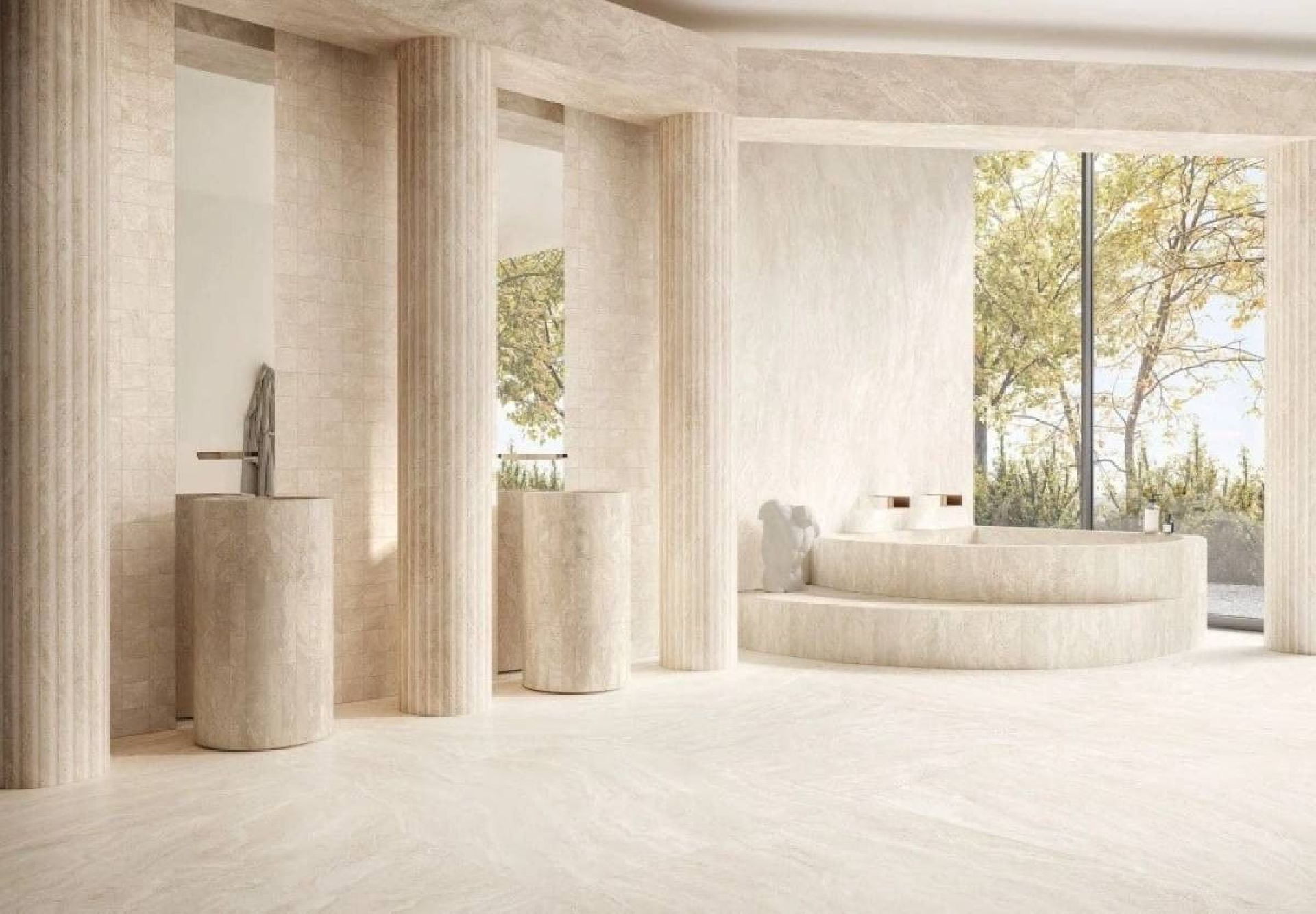 Dual Travertine Poro Chiuso White 60x120 Silk Plus Gat.1